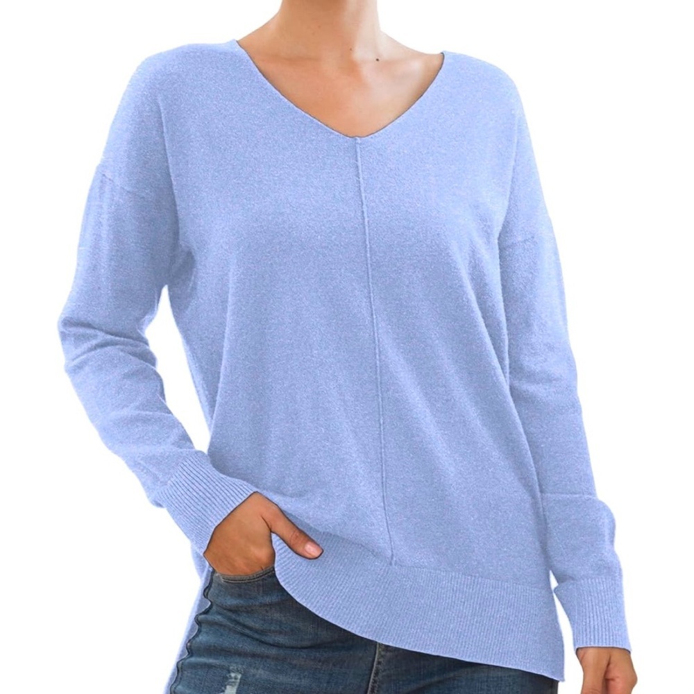 JOUICA Casual
Lightweight V Neck
Knit Top Loose Pullover
Sweater, lavender